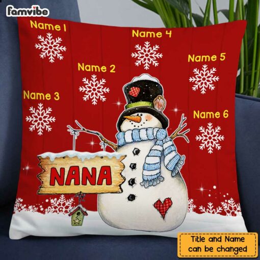 Personalized Grandma Nana Snowman Pillow