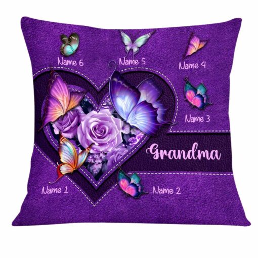 Personalized Grandma Purple Butterfly Pillow