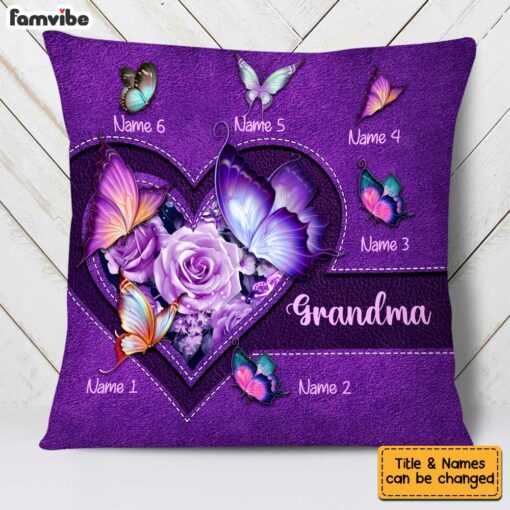 Personalized Grandma Purple Butterfly Pillow