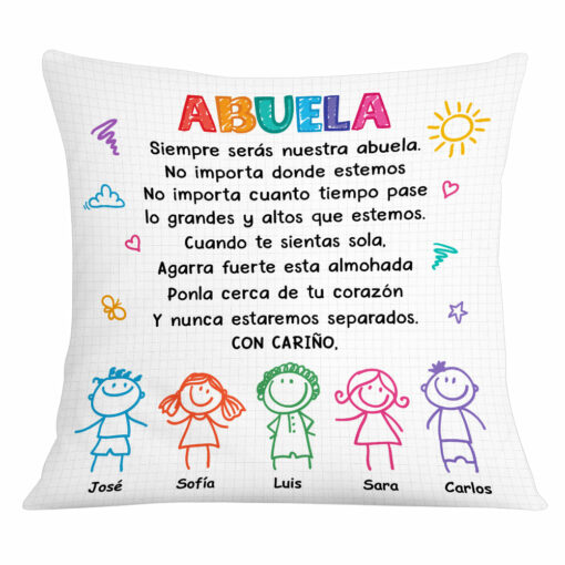 Personalized Grandma Spanish Abuela Drawing Pillow