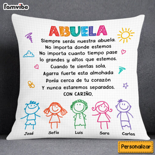 Personalized Grandma Spanish Abuela Drawing Pillow