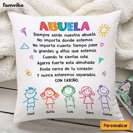 Personalized Grandma Spanish Abuela Drawing Pillow