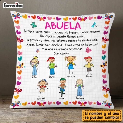 Personalized Grandma Spanish Abuela Grandkids Pillow