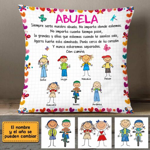 Personalized Grandma Spanish Abuela Grandkids Pillow