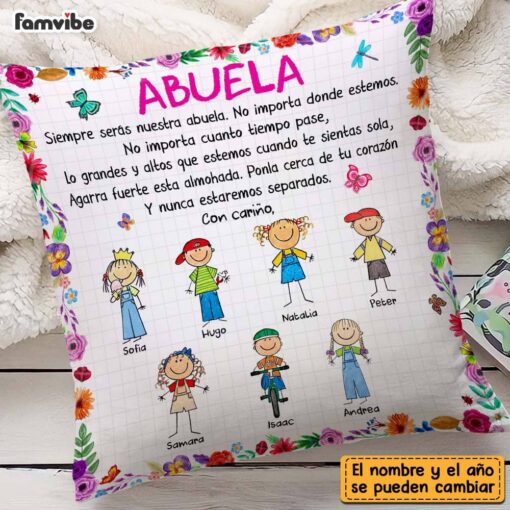 Personalized Grandma Spanish Abuela Grandkids Pillow