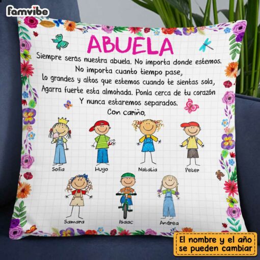 Personalized Grandma Spanish Abuela Grandkids Pillow