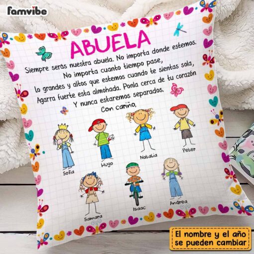 Personalized Grandma Spanish Abuela Grandkids Pillow