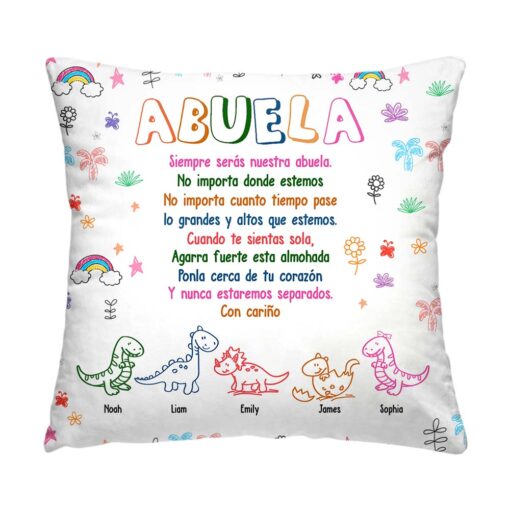 Personalized Grandma Spanish Dinosaur Pillow