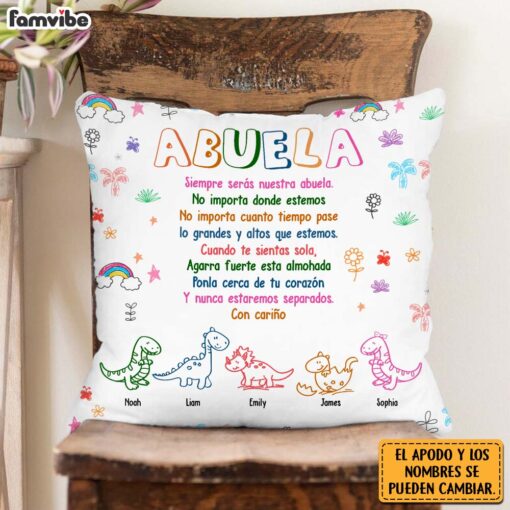 Personalized Grandma Spanish Dinosaur Pillow