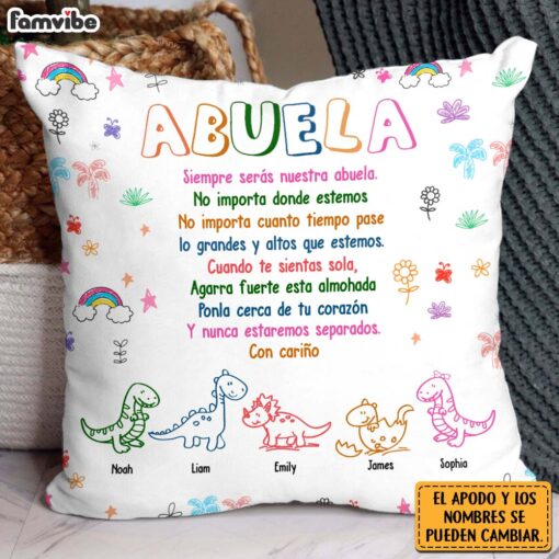 Personalized Grandma Spanish Dinosaur Pillow