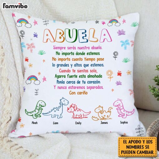 Personalized Grandma Spanish Dinosaur Pillow