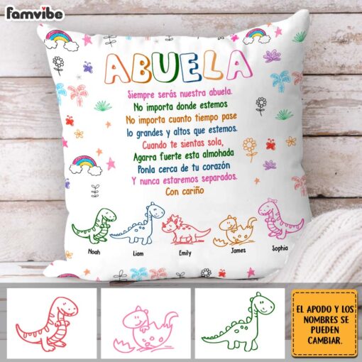 Personalized Grandma Spanish Dinosaur Pillow