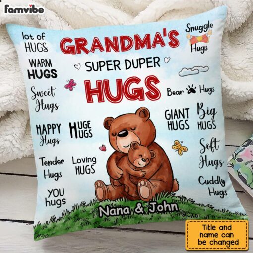 Personalized Grandma Super Duper Hugs Pillow