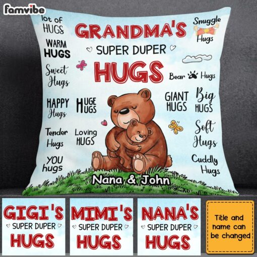 Personalized Grandma Super Duper Hugs Pillow