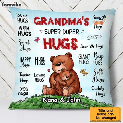 Personalized Grandma Super Duper Hugs Pillow