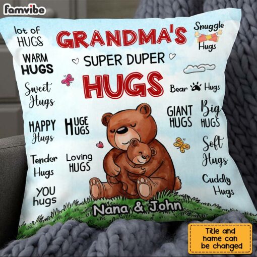 Personalized Grandma Super Duper Hugs Pillow