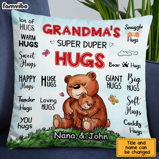 Personalized Grandma Super Duper Hugs Pillow