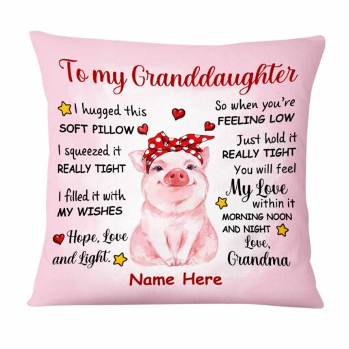 Personalized Grandma To Granddaughter Pig Pillow