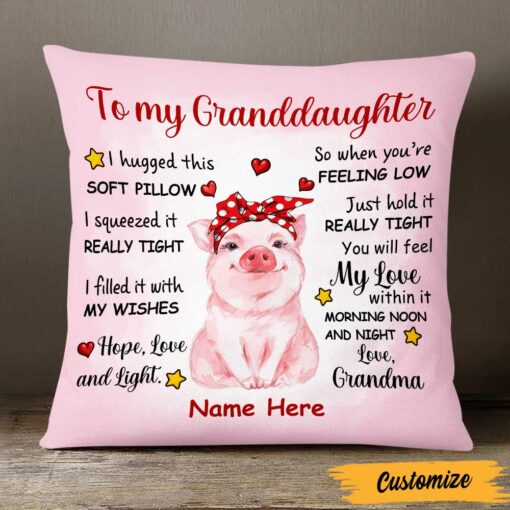 Personalized Grandma To Granddaughter Pig Pillow