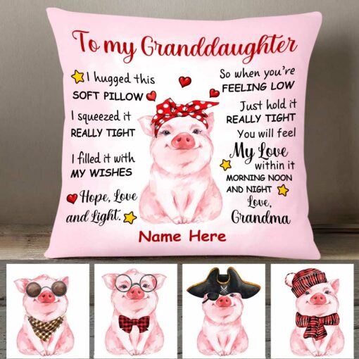 Personalized Grandma To Granddaughter Pig Pillow