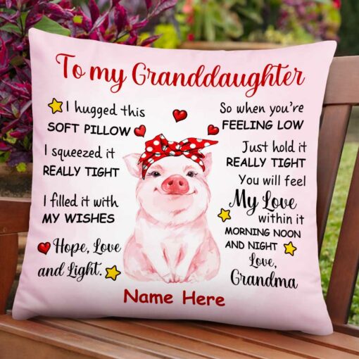 Personalized Grandma To Granddaughter Pig Pillow