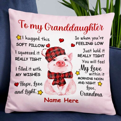 Personalized Grandma To Granddaughter Pig Pillow