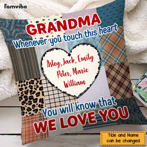 Personalized Grandma Touch This Heart Pillow