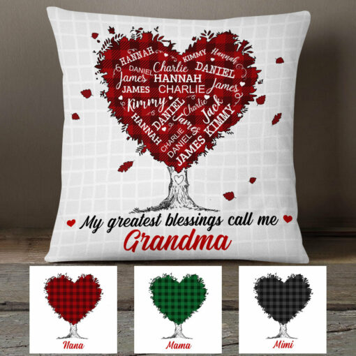 Personalized Grandma Tree Word Art Pillow