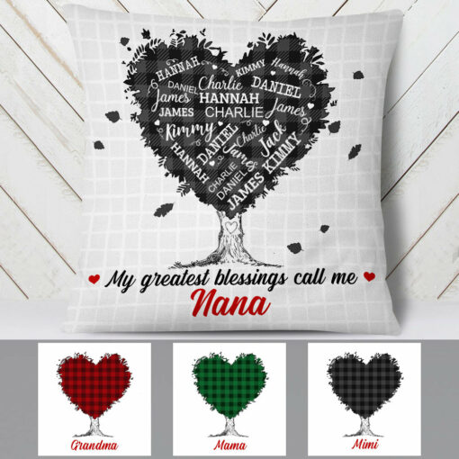 Personalized Grandma Tree Word Art Pillow