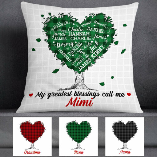 Personalized Grandma Tree Word Art Pillow