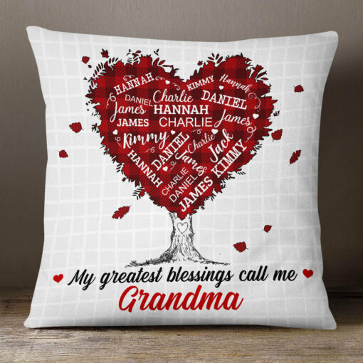 Personalized Grandma Tree Word Art Pillow