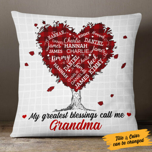 Personalized Grandma Tree Word Art Pillow