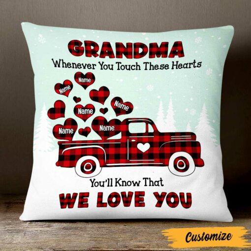 Personalized Grandma We Love You Grandkid Christmas Pillow