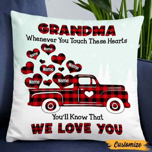 Personalized Grandma We Love You Grandkid Christmas Pillow