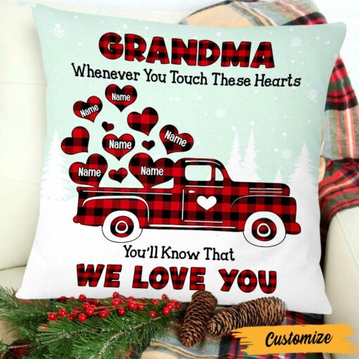 Personalized Grandma We Love You Grandkid Christmas Pillow