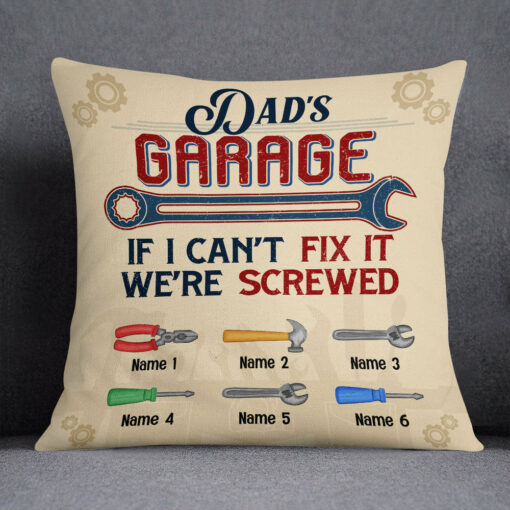 Personalized Grandpa Dad Garage Man Cave Pillow