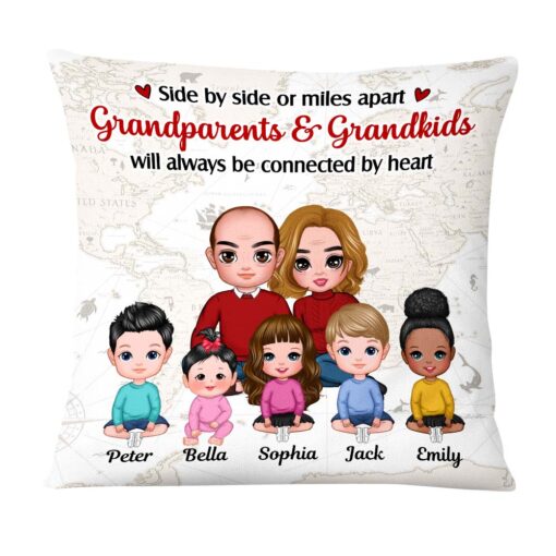 Personalized Grandparents & Grandkids Always Be Collected By Heart Pillow