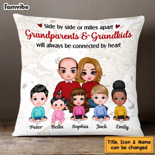 Personalized Grandparents & Grandkids Always Be Collected By Heart Pillow