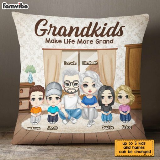 Personalized Grandparents Grandkids Life More Grand Pillow