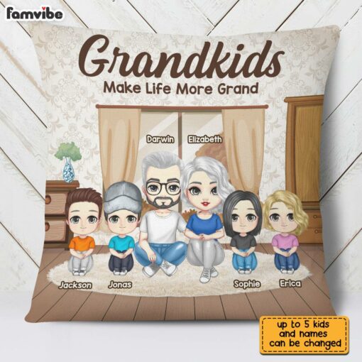 Personalized Grandparents Grandkids Life More Grand Pillow