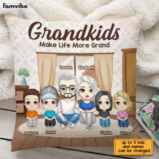 Personalized Grandparents Grandkids Life More Grand Pillow