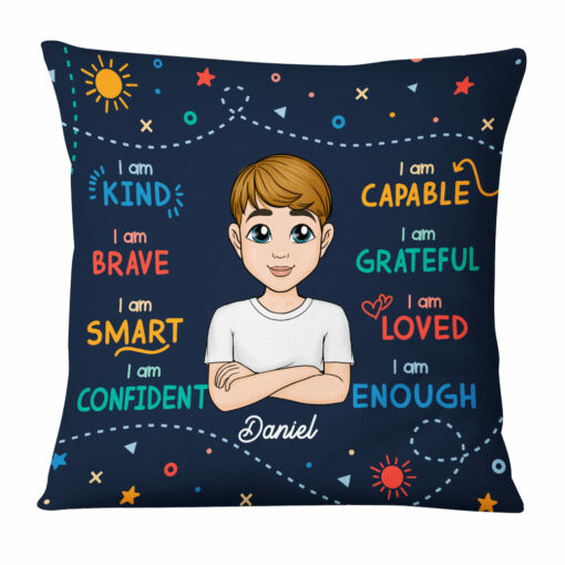 Personalized Grandson Affirmations I Am Kind Blessing Pillow