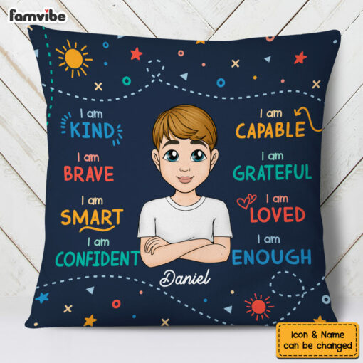 Personalized Grandson Affirmations I Am Kind Blessing Pillow