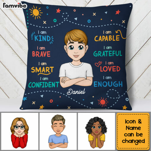 Personalized Grandson Affirmations I Am Kind Blessing Pillow