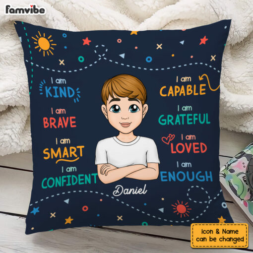 Personalized Grandson Affirmations I Am Kind Blessing Pillow