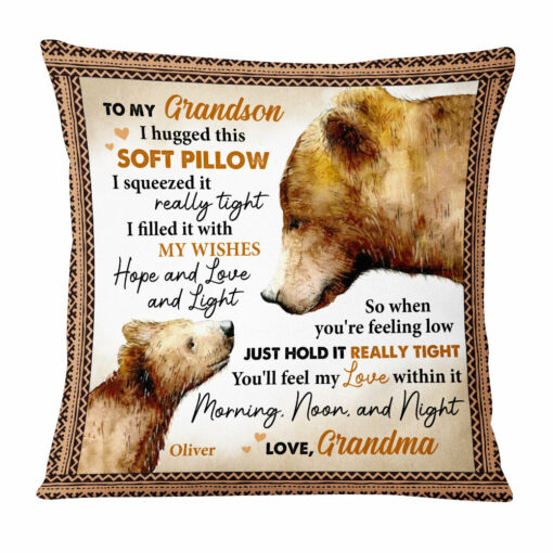 Personalized Grandson Bear Pillow