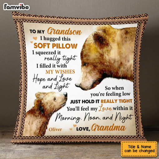 Personalized Grandson Bear Pillow