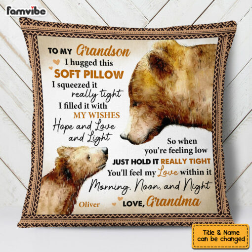 Personalized Grandson Bear Pillow