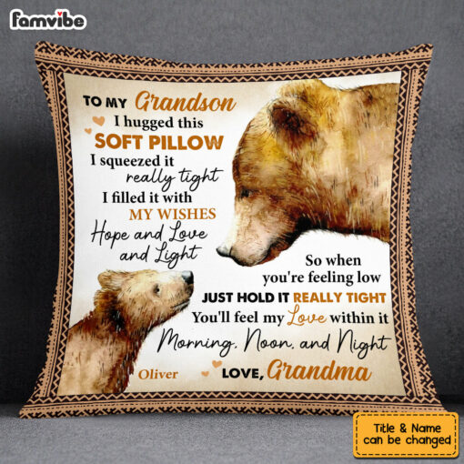 Personalized Grandson Bear Pillow