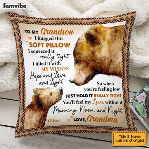 Personalized Grandson Bear Pillow